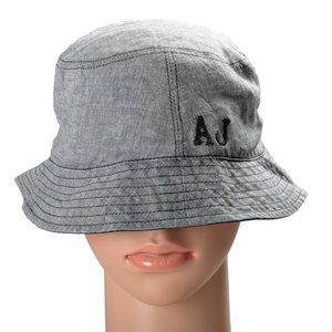 Armani Jeans Kids Blue Linen Reversible Bucket Hat